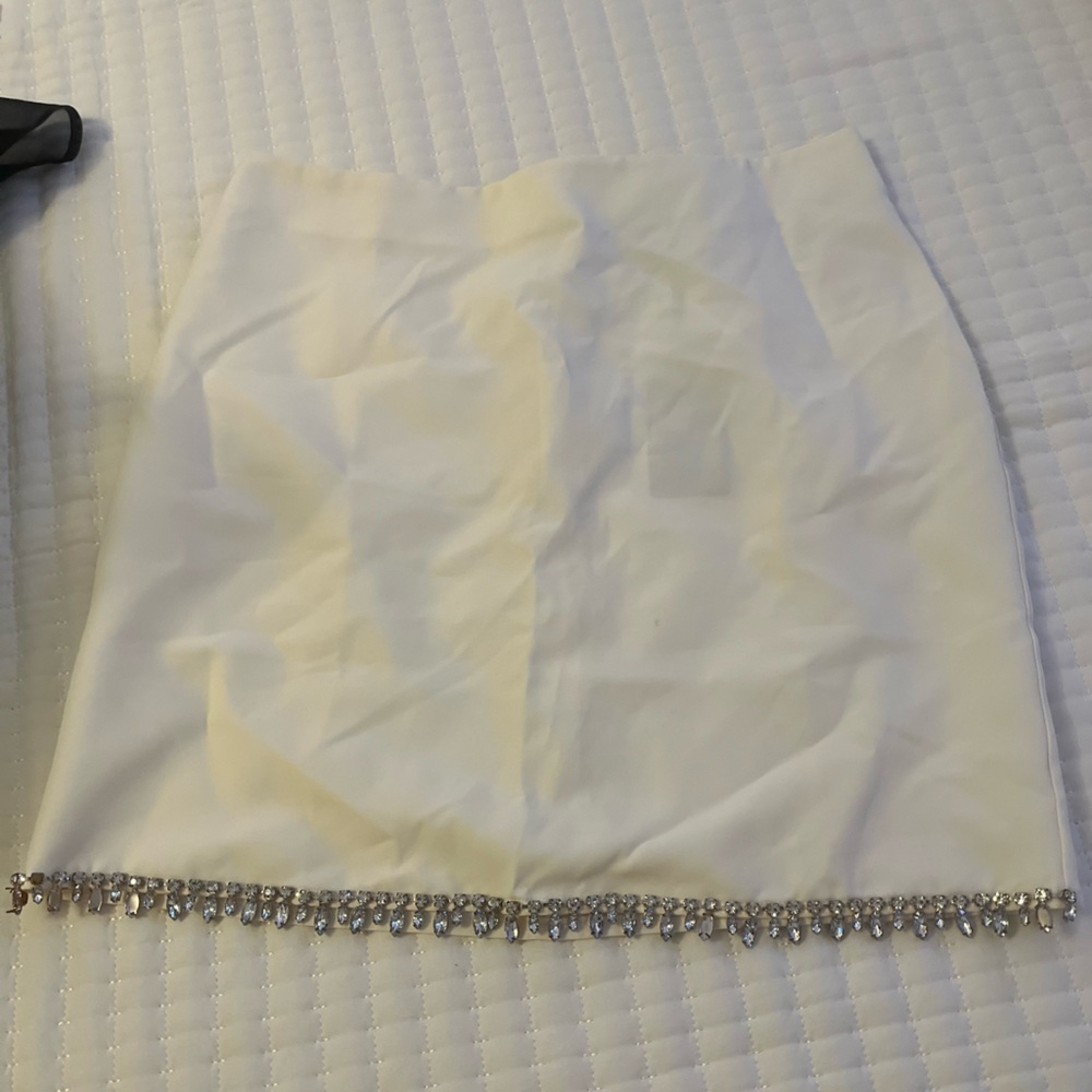 Sincerely Jules White Skirt with Silver Embellishments